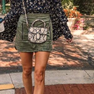 BCBG SKIRT.  Dusty olive patch pocket faux-Suede